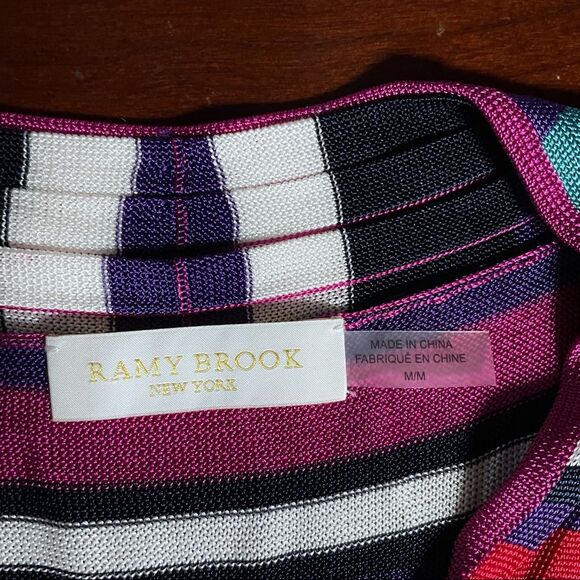 Ramy Brook Striped Sleeveless V-Neck Top Women’s Size M Multicolor Knit - Picture 6 of 6